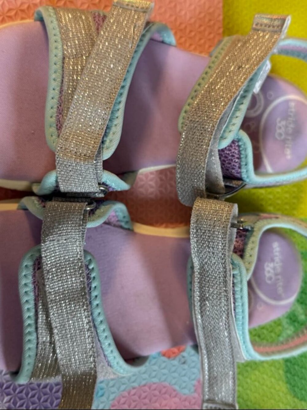 Stride Rite 360 Toddler Girls Sandals 12M Purple Silver Glitter Straps